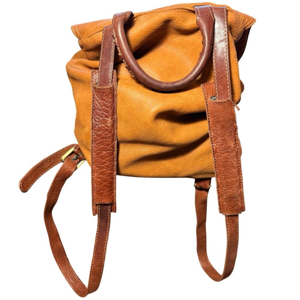 Sundance Made in Italy Brown Leather Backpack Purse Rucksack AS IS Flaws - Picture 3 of 9